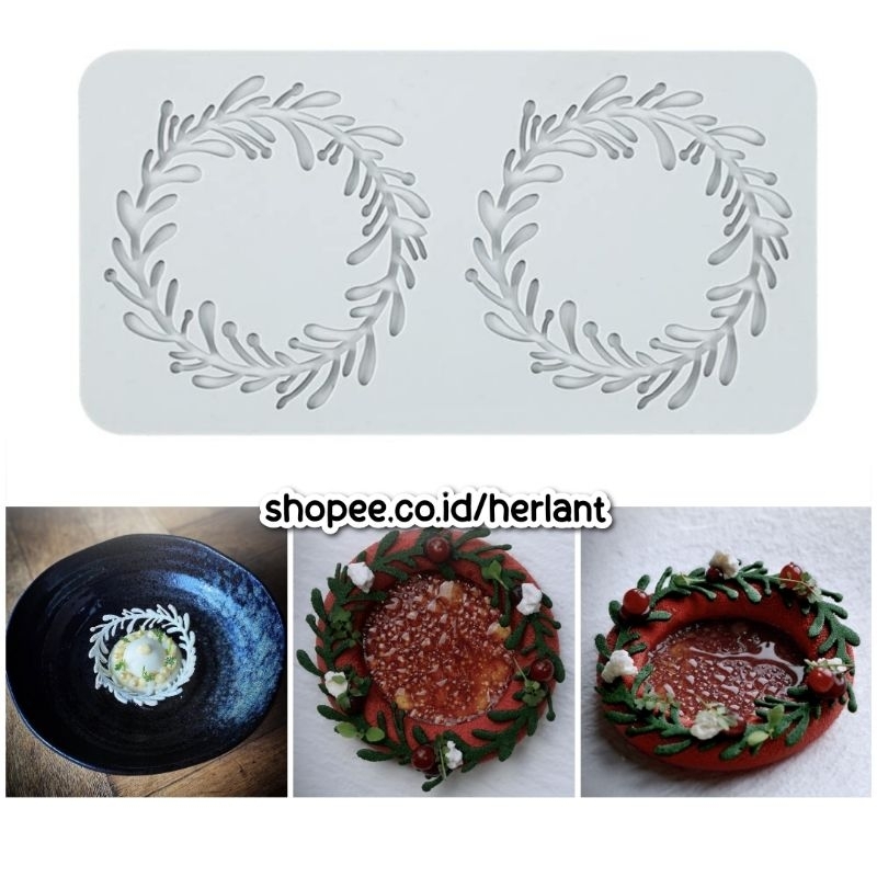 RB Mistletoe Circle Tuile Mold แม่พิมพ์ซิลิโคน Garnish ตกแต่งเค้กน้ําผึ้งช็อคโกแลต