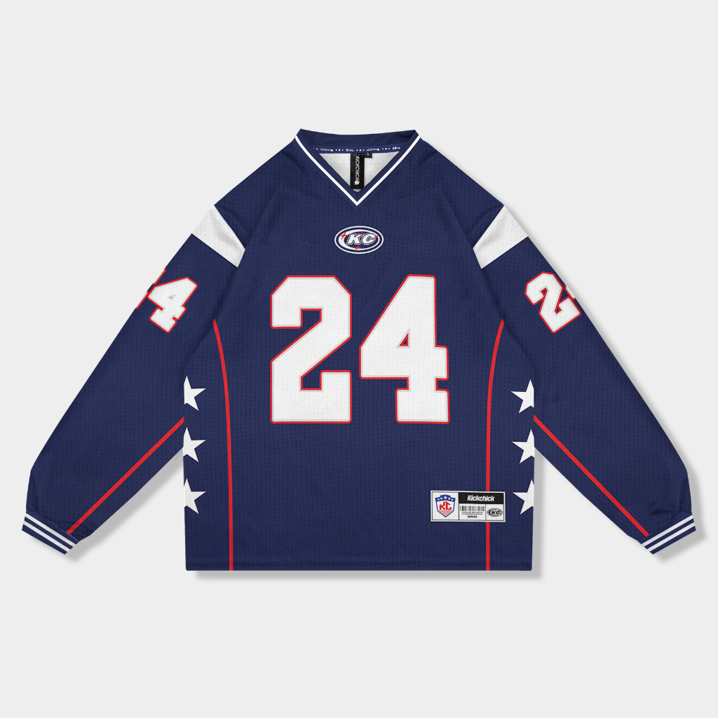 Kickchick Vintage Long Sleeve Jersey Victory 24 Navy Sport Jersey | เสื้อสตรีทแวร์ I KC-JSY-LS24