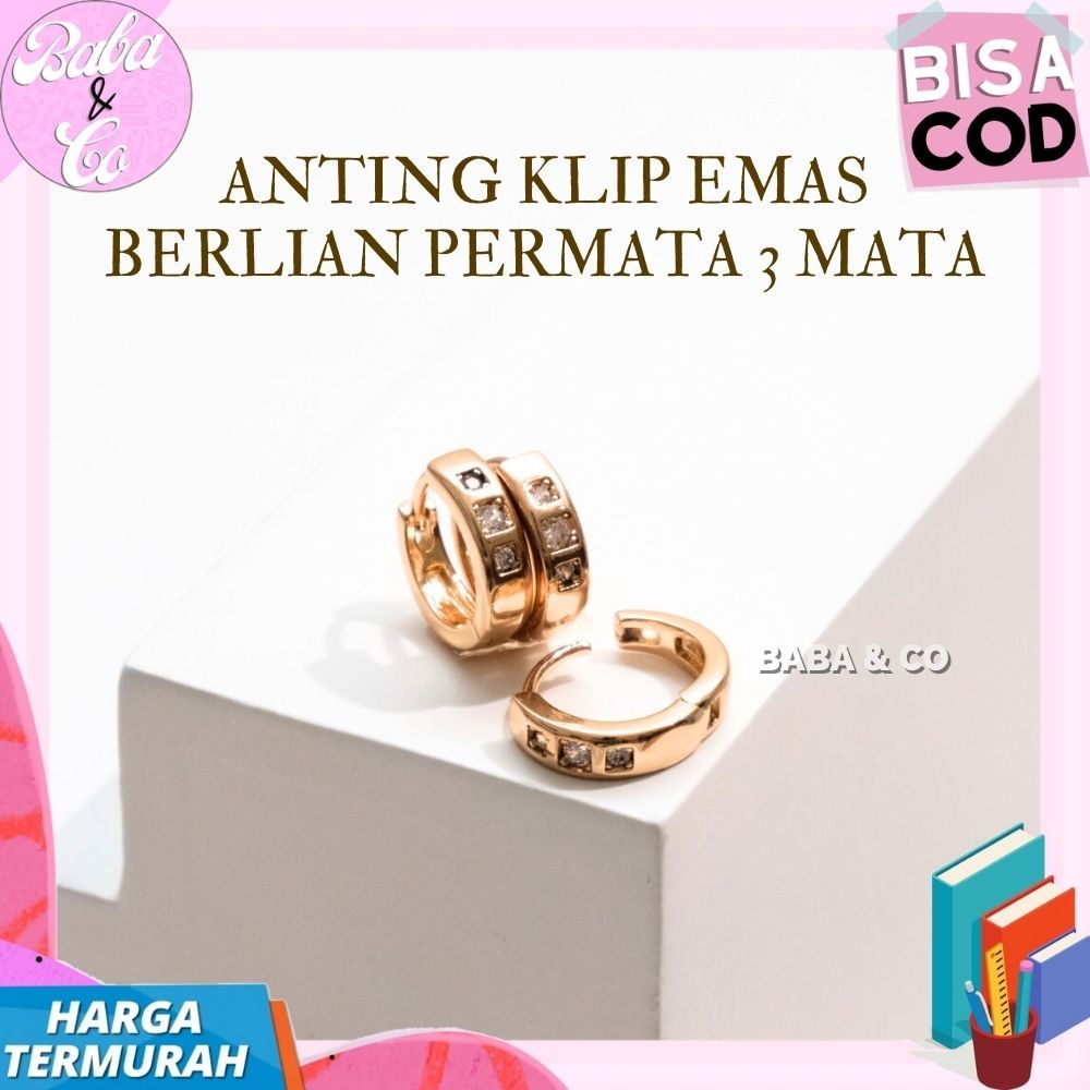 MATA LUXURY 3-EYEDIAMOND GOLD CLIP EARRINGS GOLD EARRINGS DIAMOND CLIP EARRINGS 3