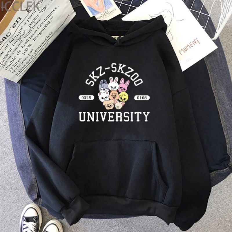 Hoodie Stray Kids Skz Skzoo University Oversize เสื้อกันหนาวสไตล์เกาหลี Skz Skzoo Felix Seungmin ล่า