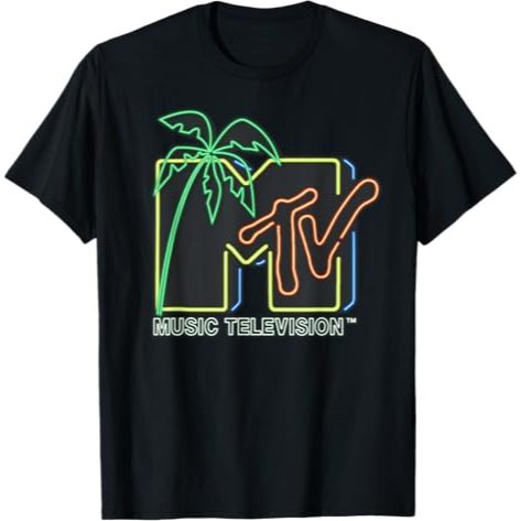 เสื้อยืดโลโก้แสงนีออน MTV สีดํา