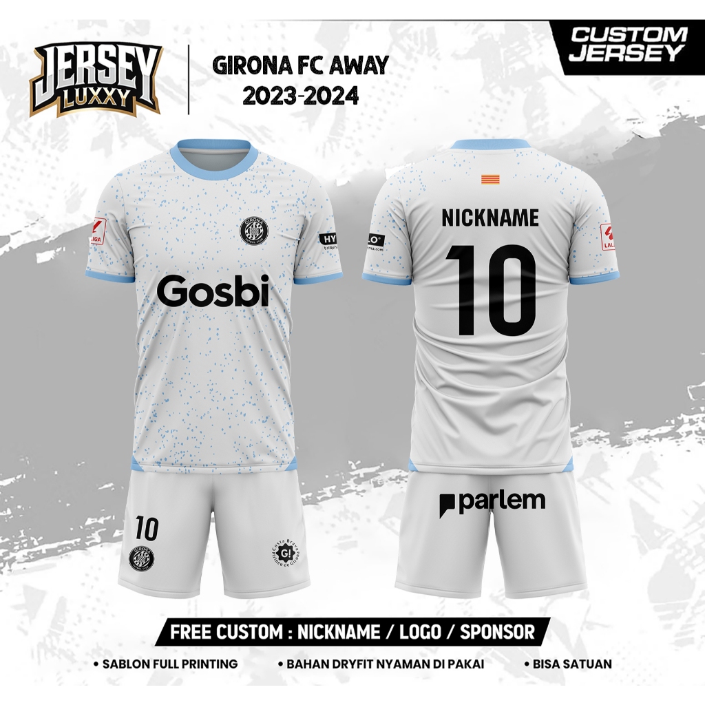 G1R0NA FC AW4Y 23/24 เสื้อฟุตบอลสั้น FULL Design ฟรีชื่อและหมายเลขแบบกําหนดเองสําหรับผู้ใหญ่และเด็ก