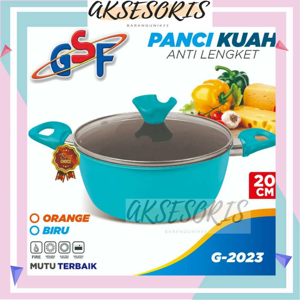 G-2023 SOUP POT / GSF 20CM SOUP POT WITH GLASS LID / MULTI PURPOSE FRYING POT