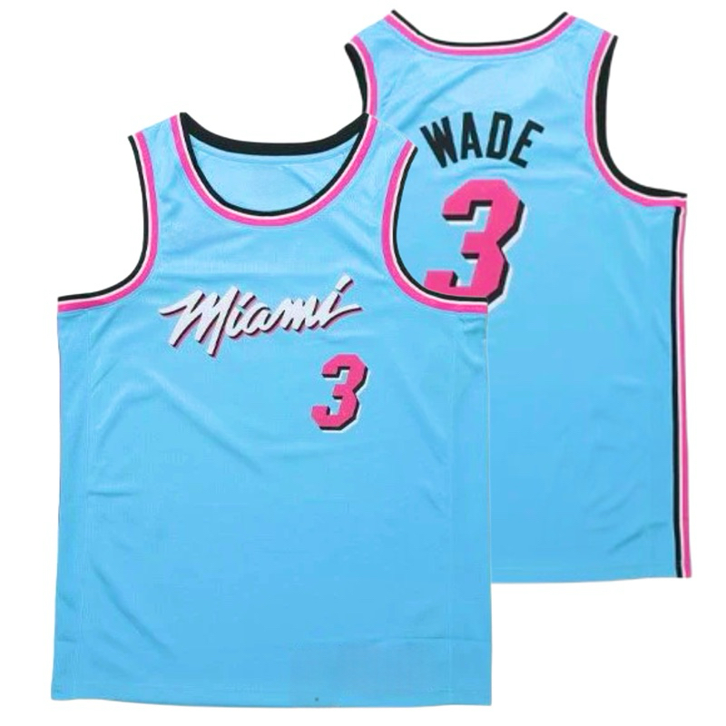 MIAMI 3 DWYANE WADE VICE CITY EDITION BASKETBALL JERSEY LIGHT BLUE