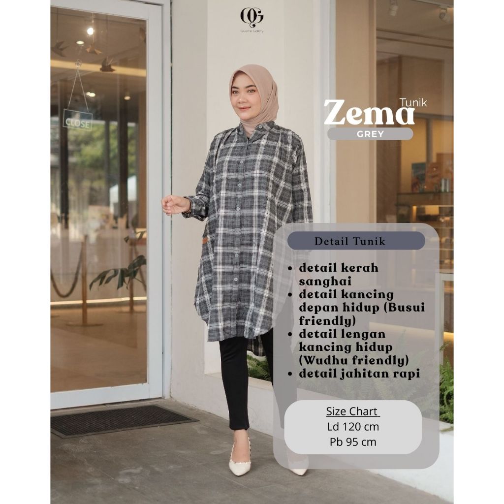 เสื้อคลุมสตรีลายสก๊อตผ้าสักหลาด Zema Tunic Queina