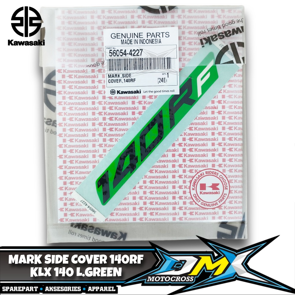 HIJAU MARK SIDE COVER 140RF L.GREEN BOTTOM COVER สติ๊กเกอร์ KLX 140 สีเขียว 56054-4227
