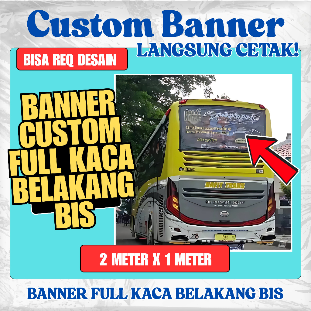 BANNER สําหรับ BUS BACK GLASS FULL BANNER CUSTOM ออกแบบฟรี BANNER TRIP BANNER CUSTOM BUS BACK BANNER