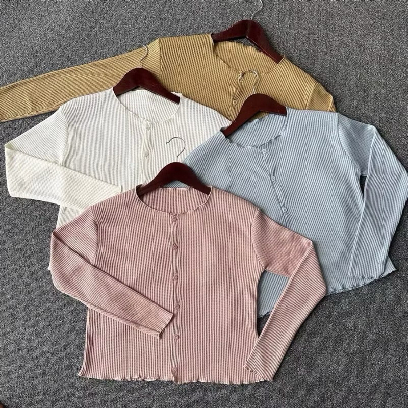 ASreg cardigan/Asorg cardigan top/waffle cardigan/womens top