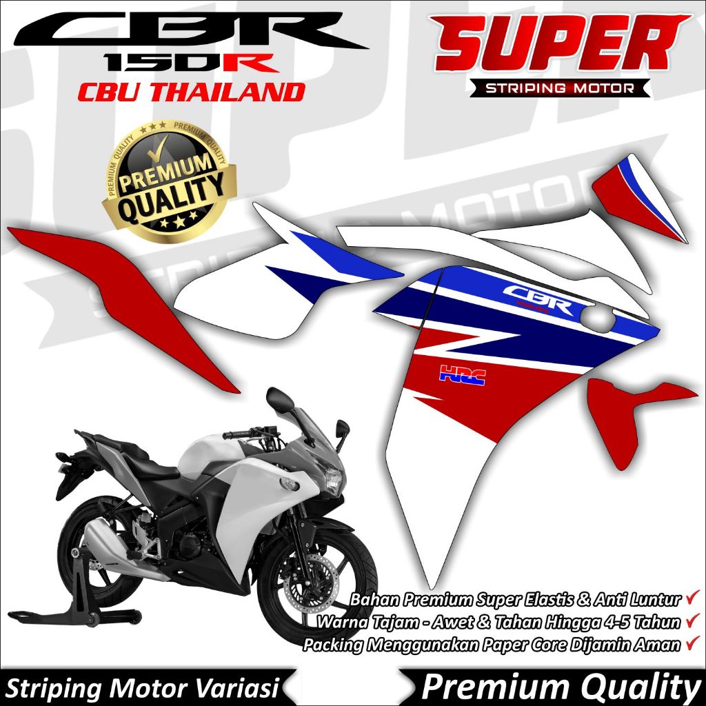 CBR 150r K45 สติ๊กเกอร์ไทย Anti-Fade Cool CBR CBU Thailand Striping Honda CBR K45 Thailand HRC 2