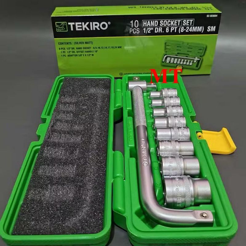 SOCKET WRENCH SET 10 ชิ้น 6 PT / 12 PT TEKIRO / HAND SOCKET SET 1/2" INCH (8-24 MM)
