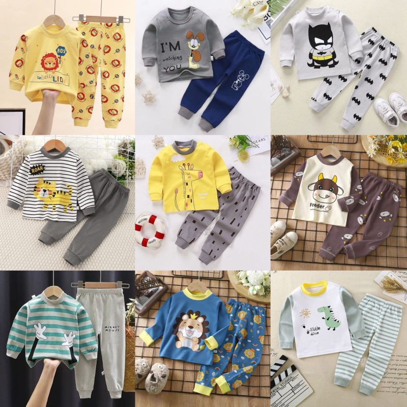 [ COCOPLANET ] CHILDRENS SLEEPING SET LONG SLEEVED CLOTHES PAJAMAS BABY BOYS AND GIRLS CLOTHES CUTE 