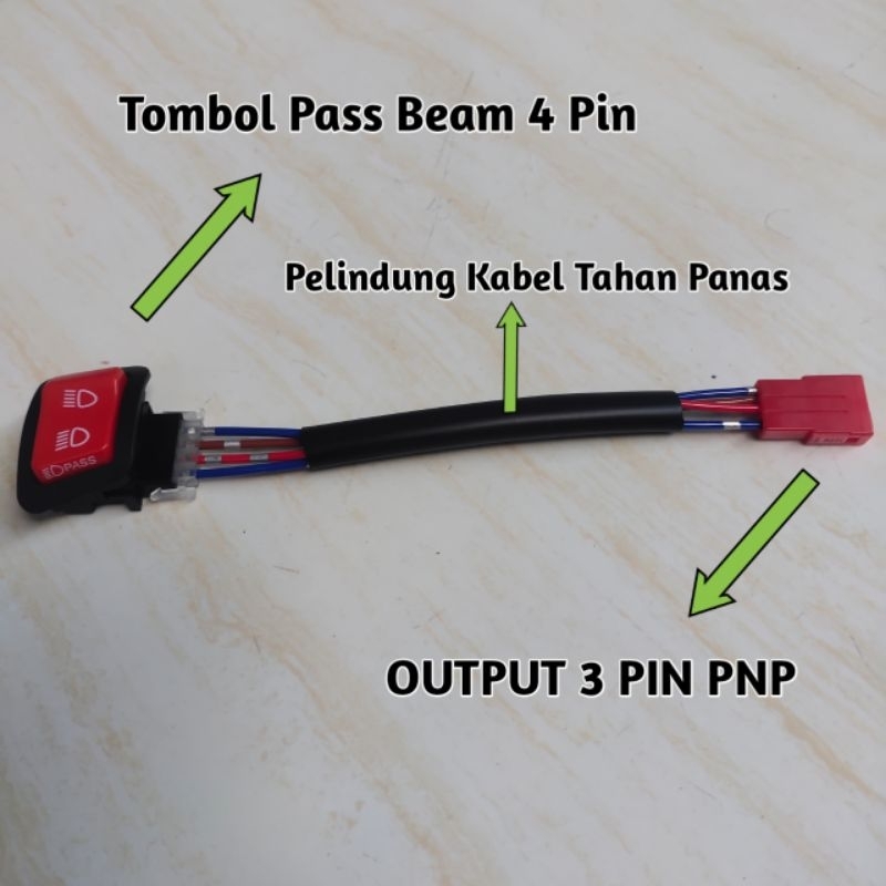 MERAH Vietnam Pass Beam Red Switch 4 Pin PNP Beat Fi Scoopy Bulb Vario 125 Supra Revo Plus 3 Pin Red