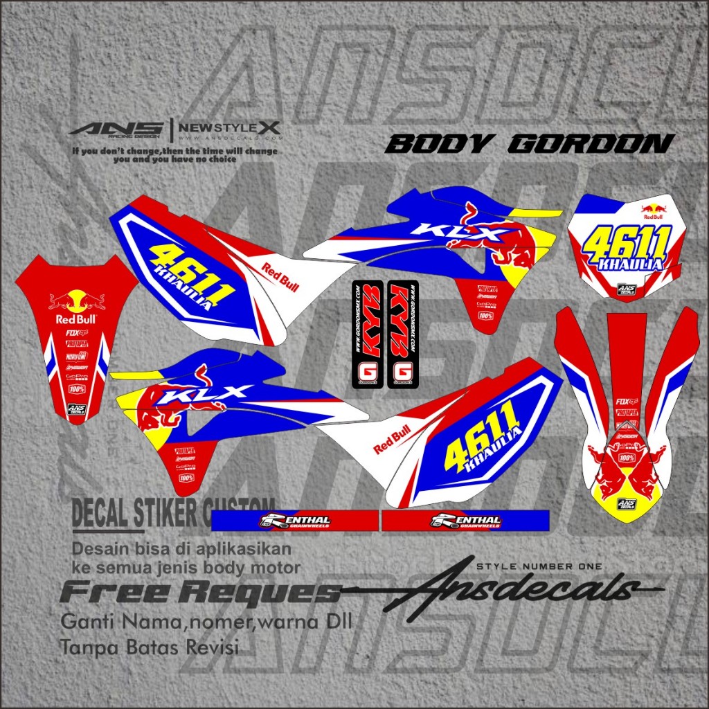 สติ๊กเกอร์รูปลอก KLX GORDON FULL BODY DECAL GORDON DECAL STICKER VARIATION KLX GORDON ฟรี REQUEST