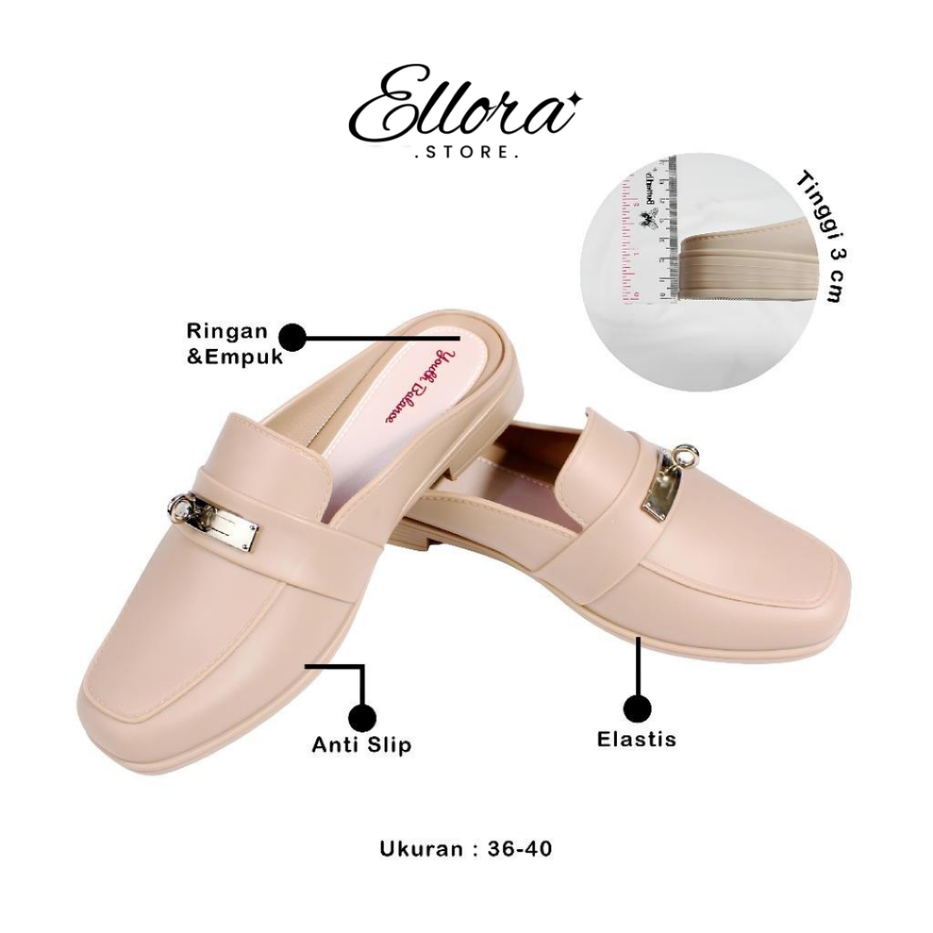 รองเท้าส้นแบนทํางานยางสีน้ําตาลลําลองสําหรับผู้หญิง L249-T3