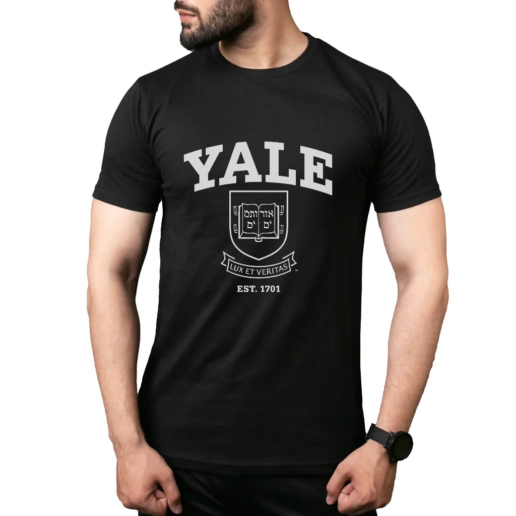 YALE University Cotton Combed เสื้อยืดแขนสั้น