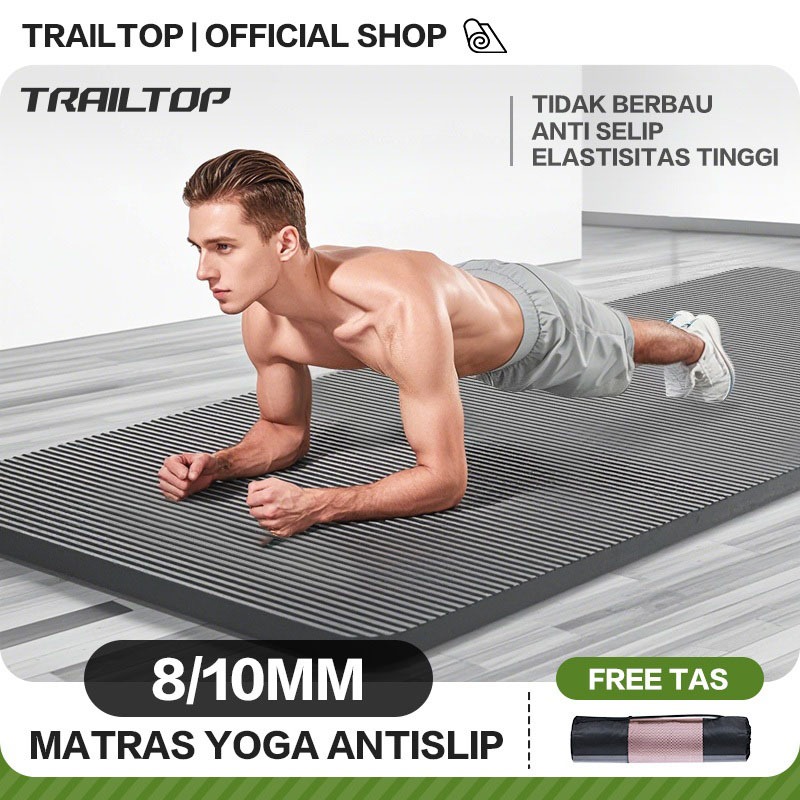 TrailTop เสื่อกีฬา 8/10 มม.เสื่อโยคะหนา NBR Anti Slip เสื่อโยคะอุปกรณ์ออกกําลังกายที่บ้าน