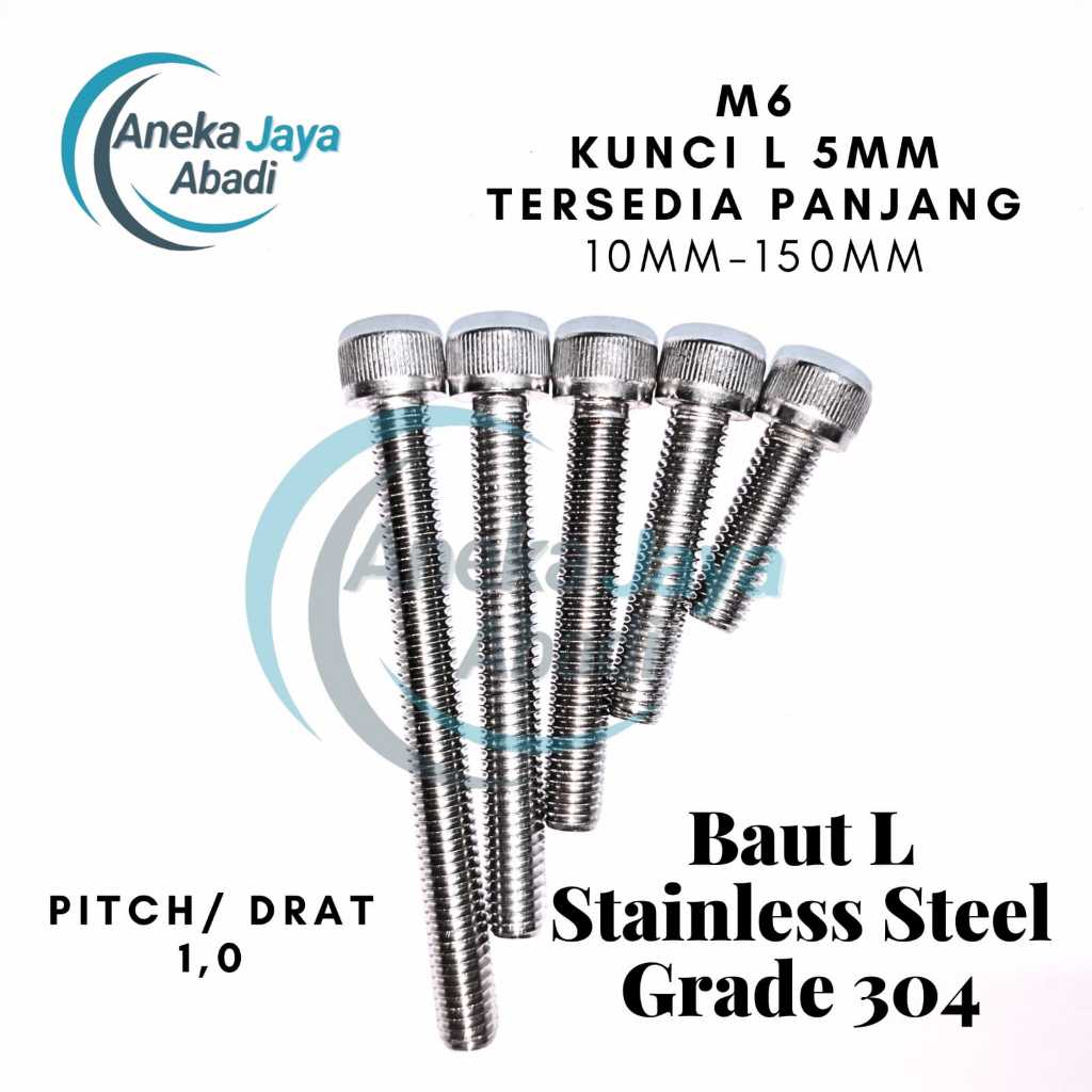 Bolt L M6 SS304 ยาว 110 มม. - 150 มม. Bolt L M6x110 มม. - M6x150 สแตนเลส 304