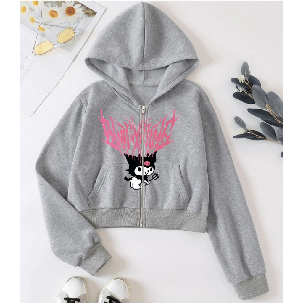 STILFY HOODIE CROP ZIPPER KUROMI