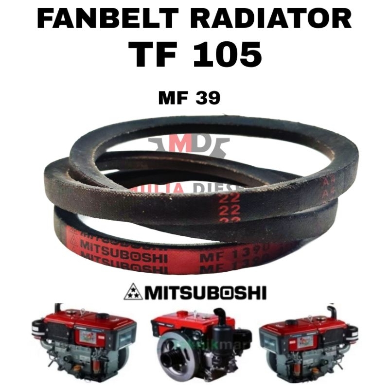 MESIN Fanbelt Vbelt Yanmar TF105 MF39 FM39 TF ยางหม้อน้ําเครื่องยนต์