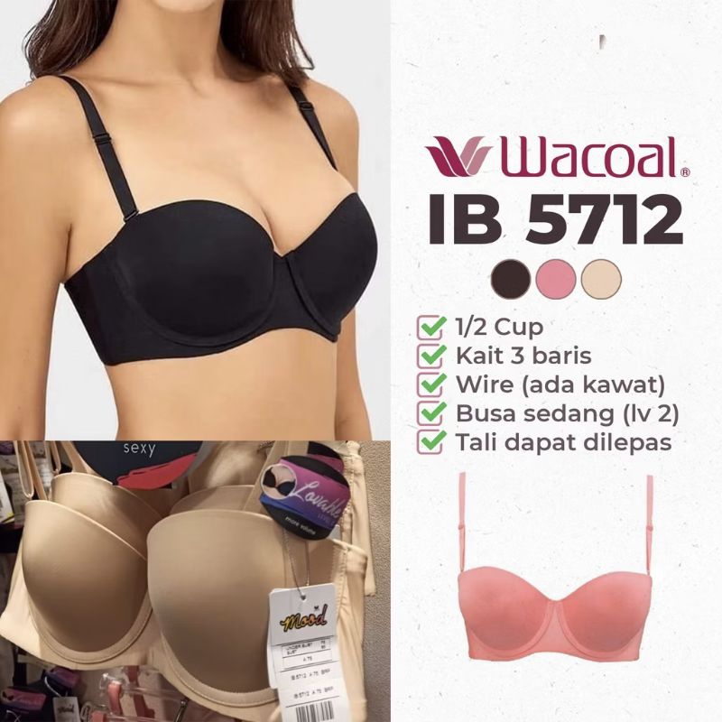 Wacoal Mood IB 5712 โฟมหนา IB 5712 ป้ายตัดครึ่งคัพ