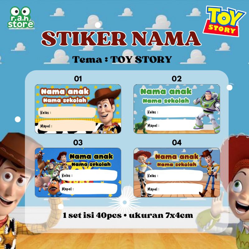 CONTENTTS 40 ชิ้น - TOY STORY NAME STICKERS / สติ๊กเกอร์หนังสือ / สติ๊กเกอร์ LESSON