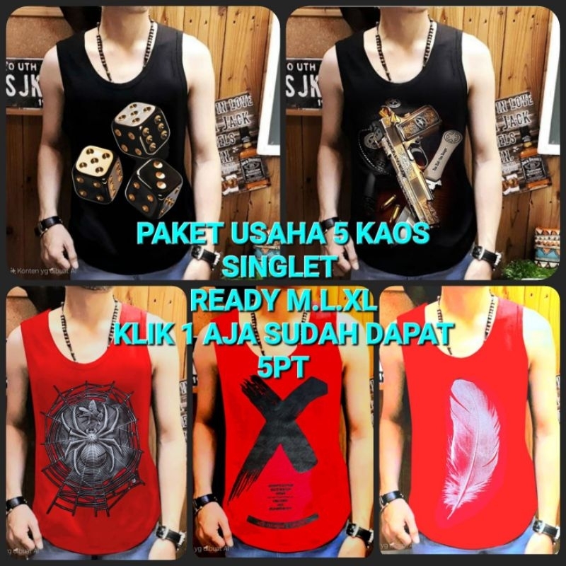 LOKAL LOCAL SINGLET T-SHIRT BUSINESS PACKAGE 5 PCS CODE USH02 (ORDER 1 ONLY ALREADY GET 5 PCS) ชุดชั