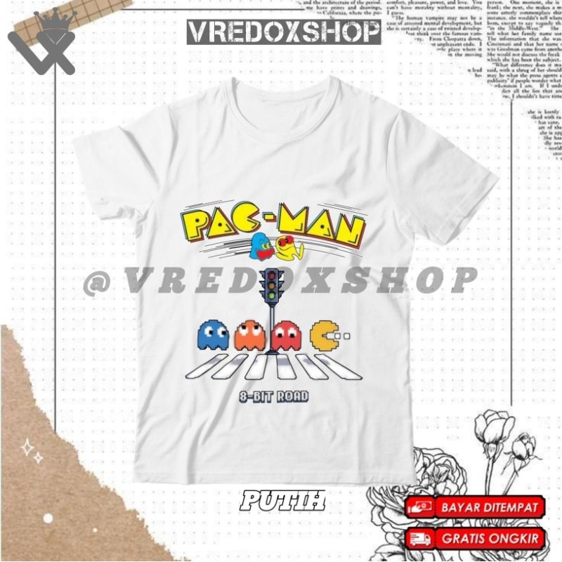เสื้อยืดเด็ก Top with Pacman 8Bit Pixel Art Motif / Cool Pac-Man Traffic light 8-Bit shirt / Distro 