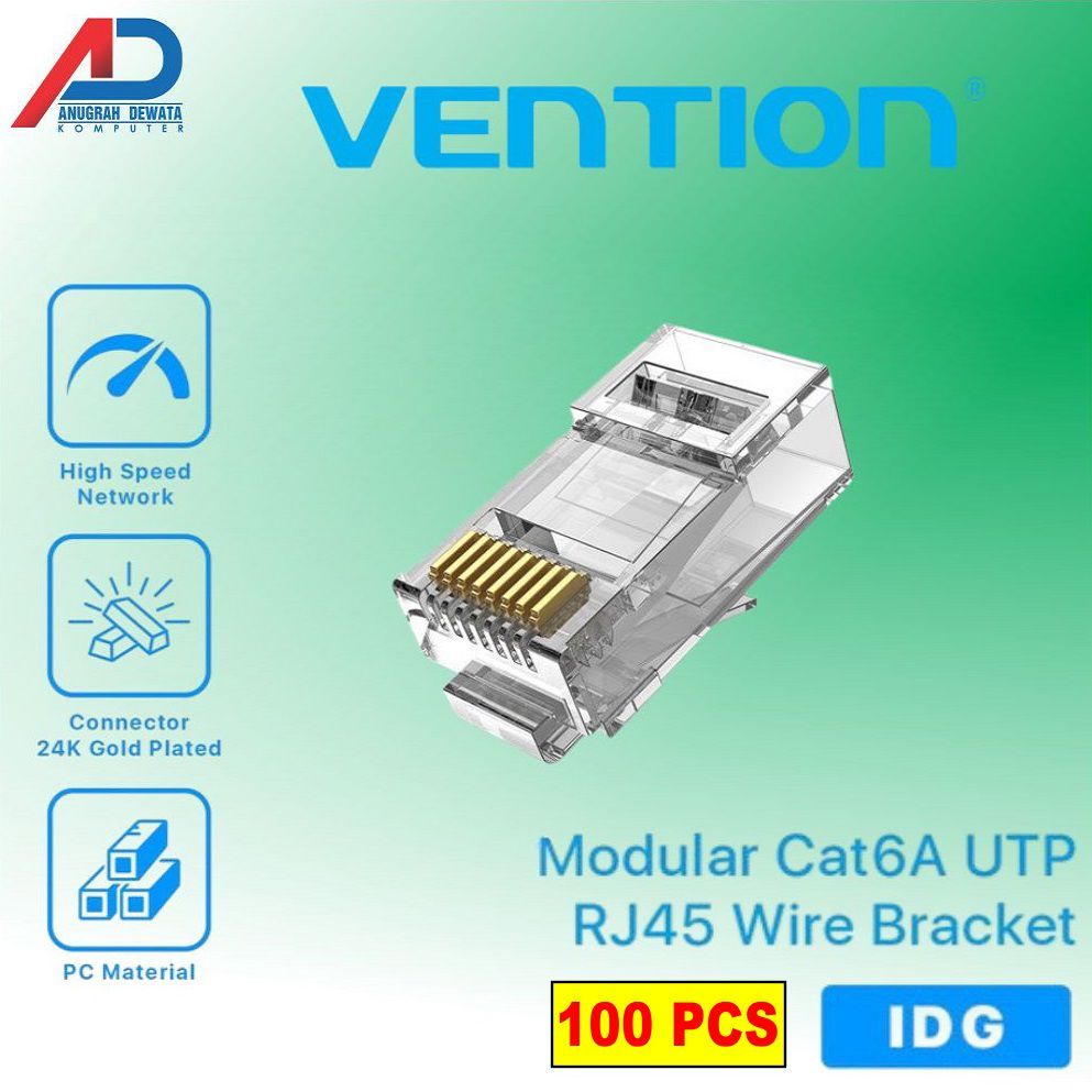 RJ45 CAT 6A VENTION IDGR0-100 Connector CONTENTS 100 PCS Premium Gigabit Lan Rj45 Connector/Lan Conn