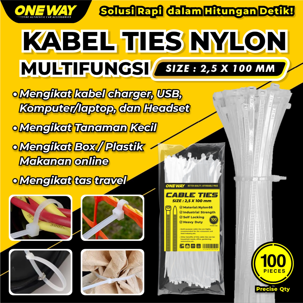 Cable Ties Cable Tis Kabel Tis White 2.5 x 100 mm Nylon Cable Tie มัลติฟังก์ชั่นขนาด 10 ซม. ปริมาณ 1