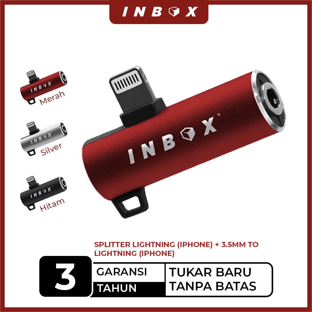 INBOX Splitter iPhone Adapter Audio 2 in 1 Dual iOS Output Adaptor OTG Converter Premium