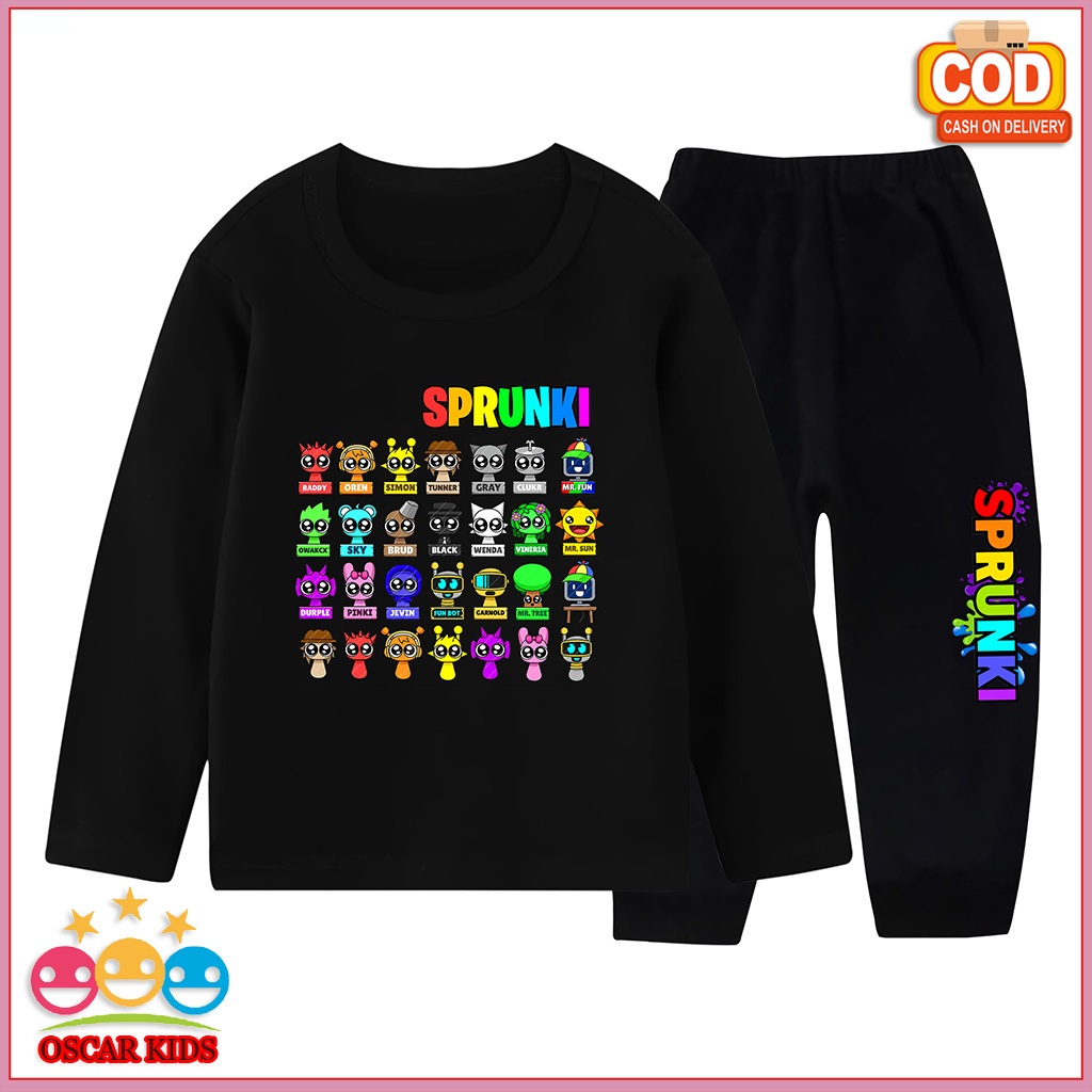 Sprunki ชุดนอนสําหรับเด็กผู้หญิง Sprunki กางเกงขายาวแขนยาว 3 ปี - 10 ปี