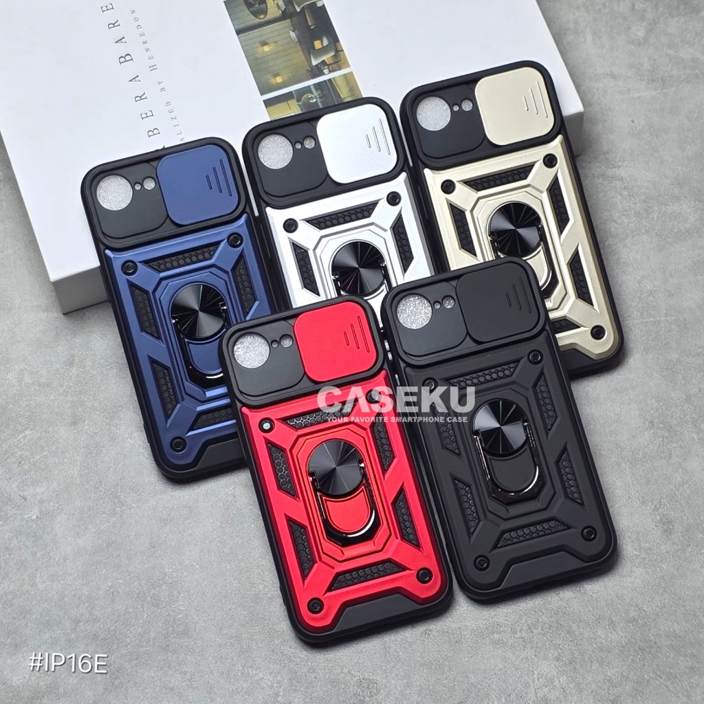 Iphone 16E Case Armor Slide Protect Camera Case Robot Slide Camera + RingStand Case Iphone 16E