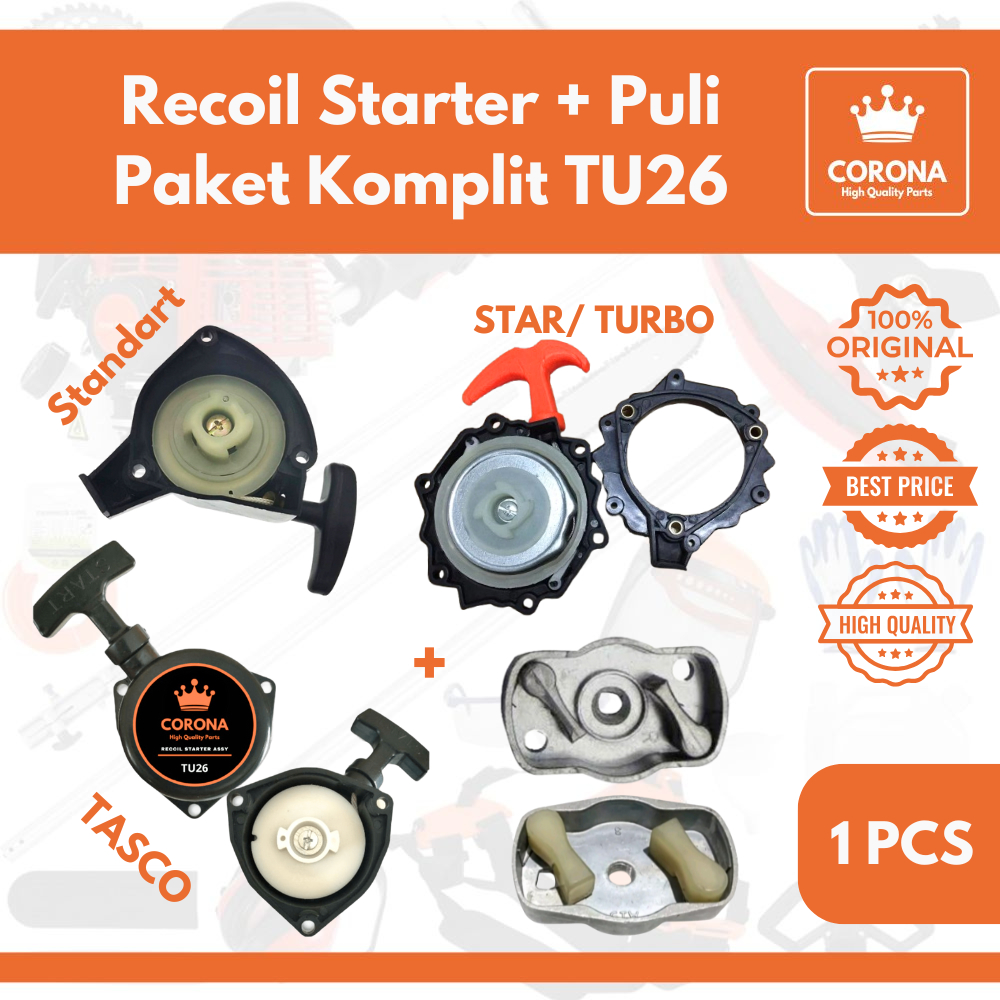 MESIN Recoil Starter TU26 Complete Pulley Puli Starter Star Turbo Tasco Easy Start Crank Pull Spraye