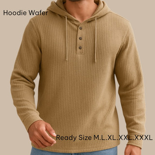 hoodie pria lengan panjang bahan waffle premium