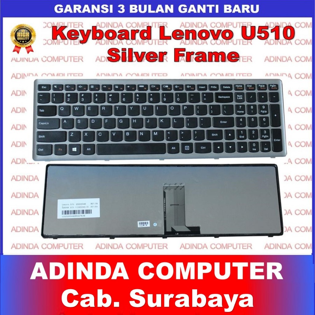 Lenovo Ideapad U510 Z710 U510-IFI คีย์บอร์ดเฟรมสีเงิน
