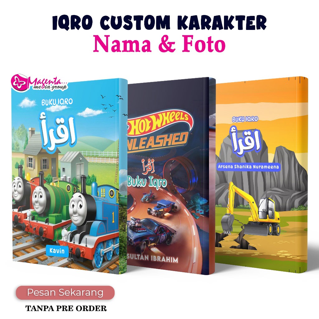 Iqro Millennial CHARACTER QR Code Kids Custom Name Hard Cover - Custom Name and Design Full Color A5