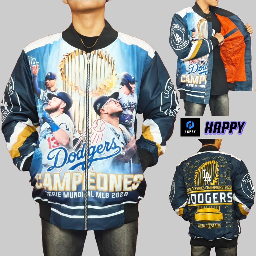 HAPPY Varsity Jacket พิมพ์ Unisex Casual Vintage Las Vegas Dodgers NFL