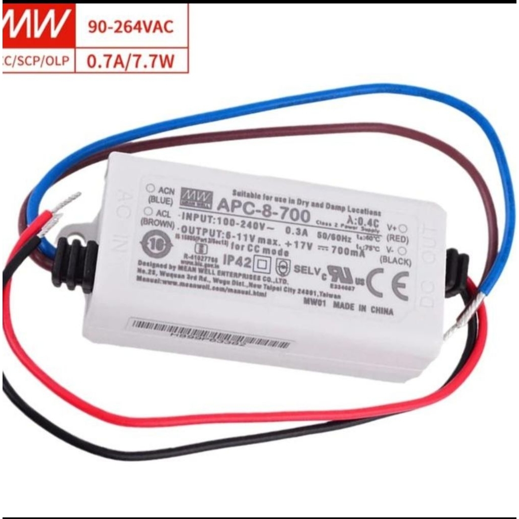 MeanWell Mean Well APC-8-700 5V - 11V max +17V +17V 700mAh 0.7Ah