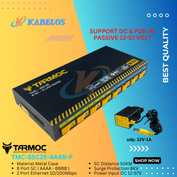 Tarmoc TMC-8SC2E-4A4B-P | สวิตช์แปลงสื่อ 8FO 2LAN / 8 FO 2 LAN 10/100Mbps POE IN 12-57 โวลต์ | 8SC 2