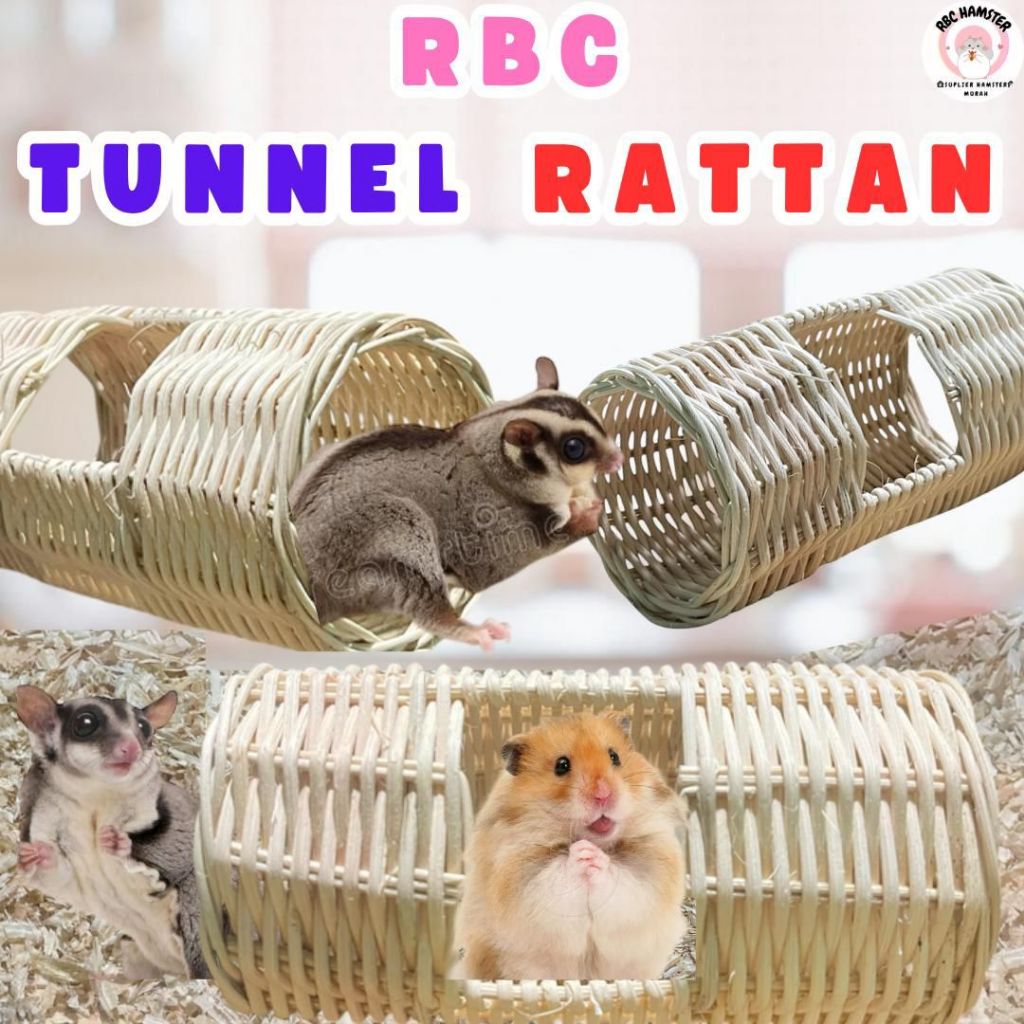 RBC TUNNEL RATTAN HAMSTER SLEEPING TUNNEL ของเล่น HAMSTER SUGARGLIDER PREMIUM RATTAN