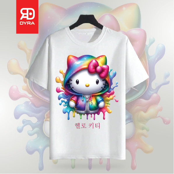 Hello Kitty Distro เสื้อยืดผู้หญิงและผู้ชาย เสื้อยืด Dyra Hello Kitty