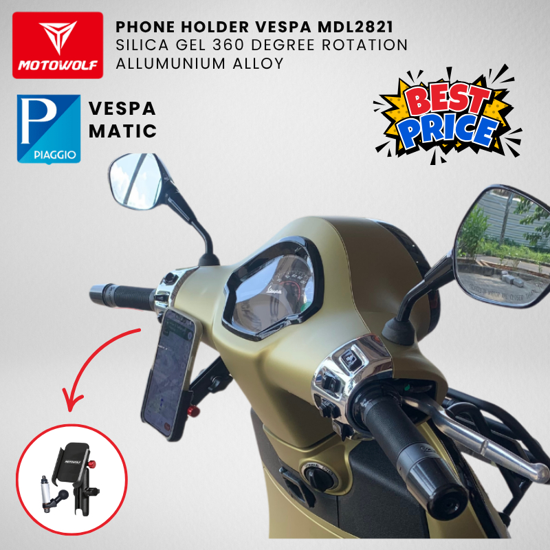 HP Vespa Matic Motowolf LX S Sprint Primavera GTS Alloy ที่วางโทรศัพท์มอเตอร์ไซค์