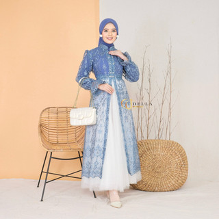 Nirmala Outer Long Brokat Bordir Outer kondangan premium Tunic brokat Outer hijab elegant Outer hijab wanita Instant