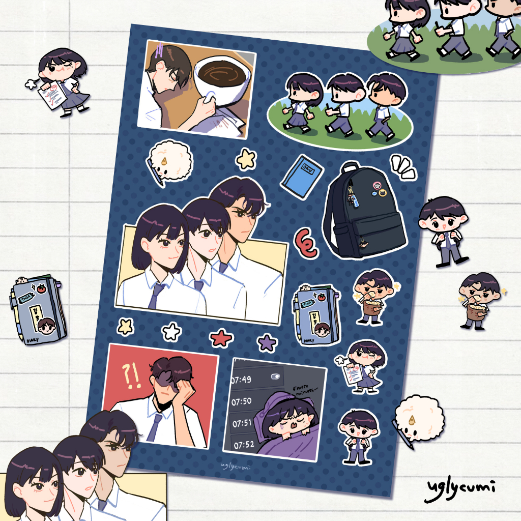 แผ่นสติ๊กเกอร์ Omniscien Reader Viewpoint (ORV) - School Days | Uglycumi