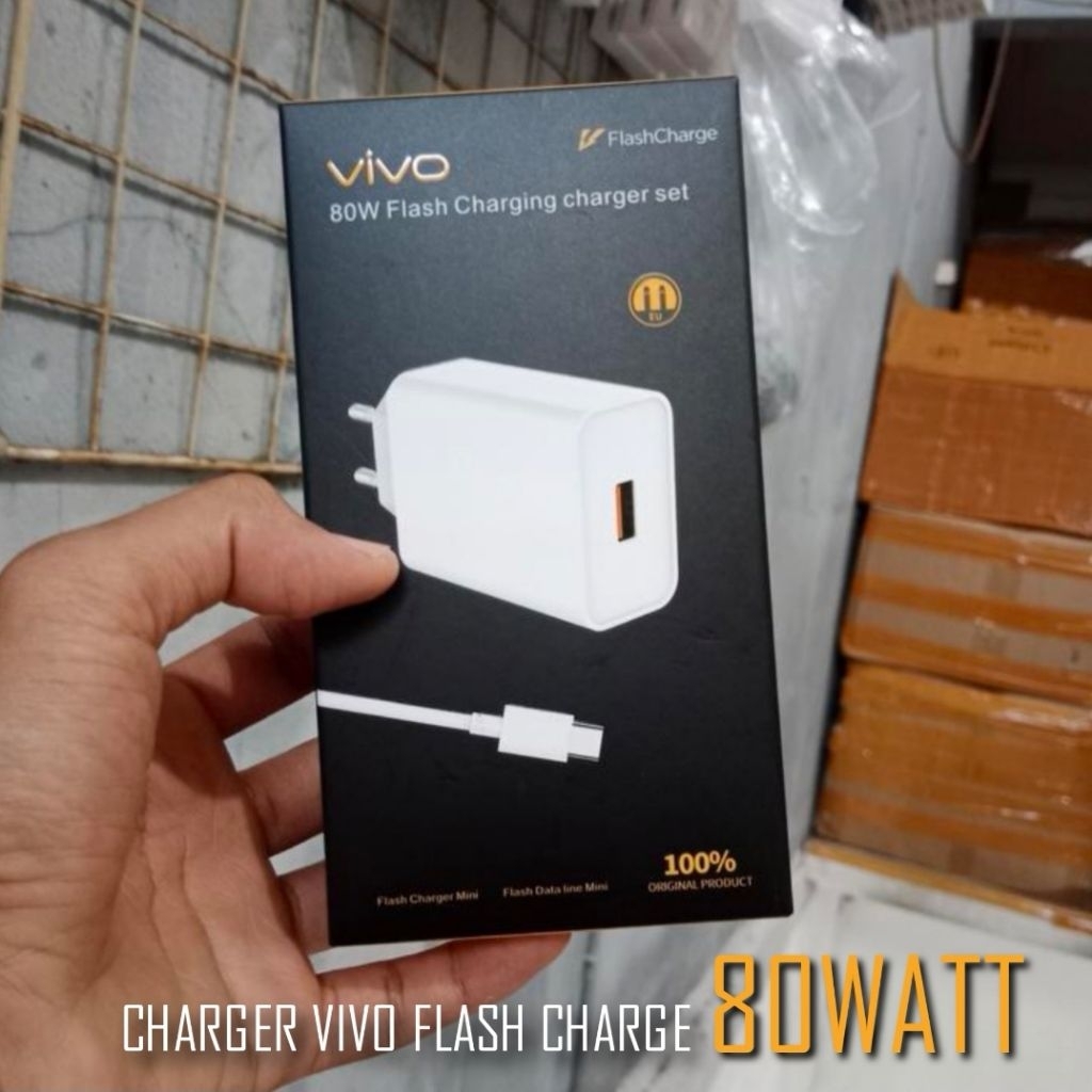 CHARGER 80W VIVO IQOO Z9X ORIGINAL FLASH CHARGE BATOK CASAN ADAPTER CHARGER 80 WATT USB TYPE C FAST 