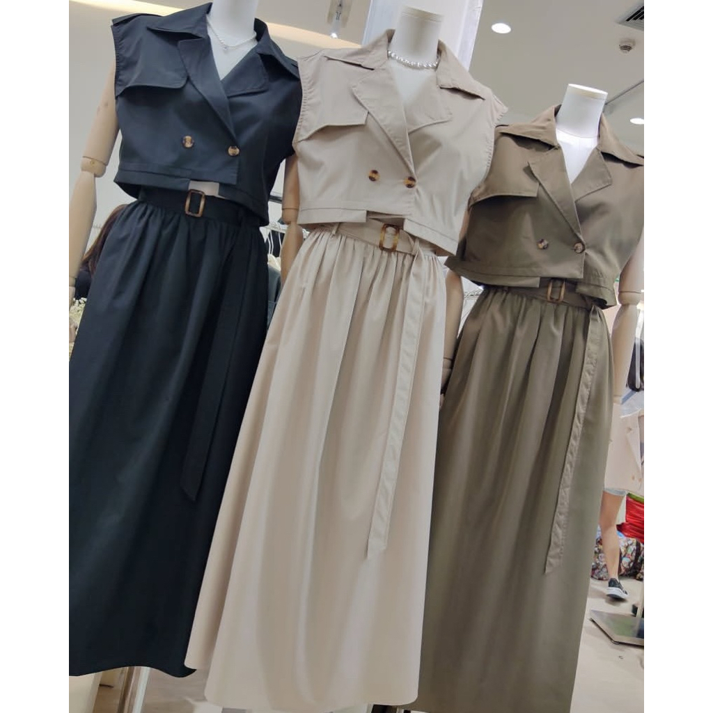 Maria Closet Bangkok Skirt Set - ชุดกระโปรง BKK สีครีม