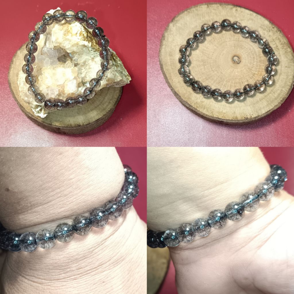 สร้อยข้อมือหิน Super Seven สีดําธรรมชาติ - 7 - Super Se7en - NTD