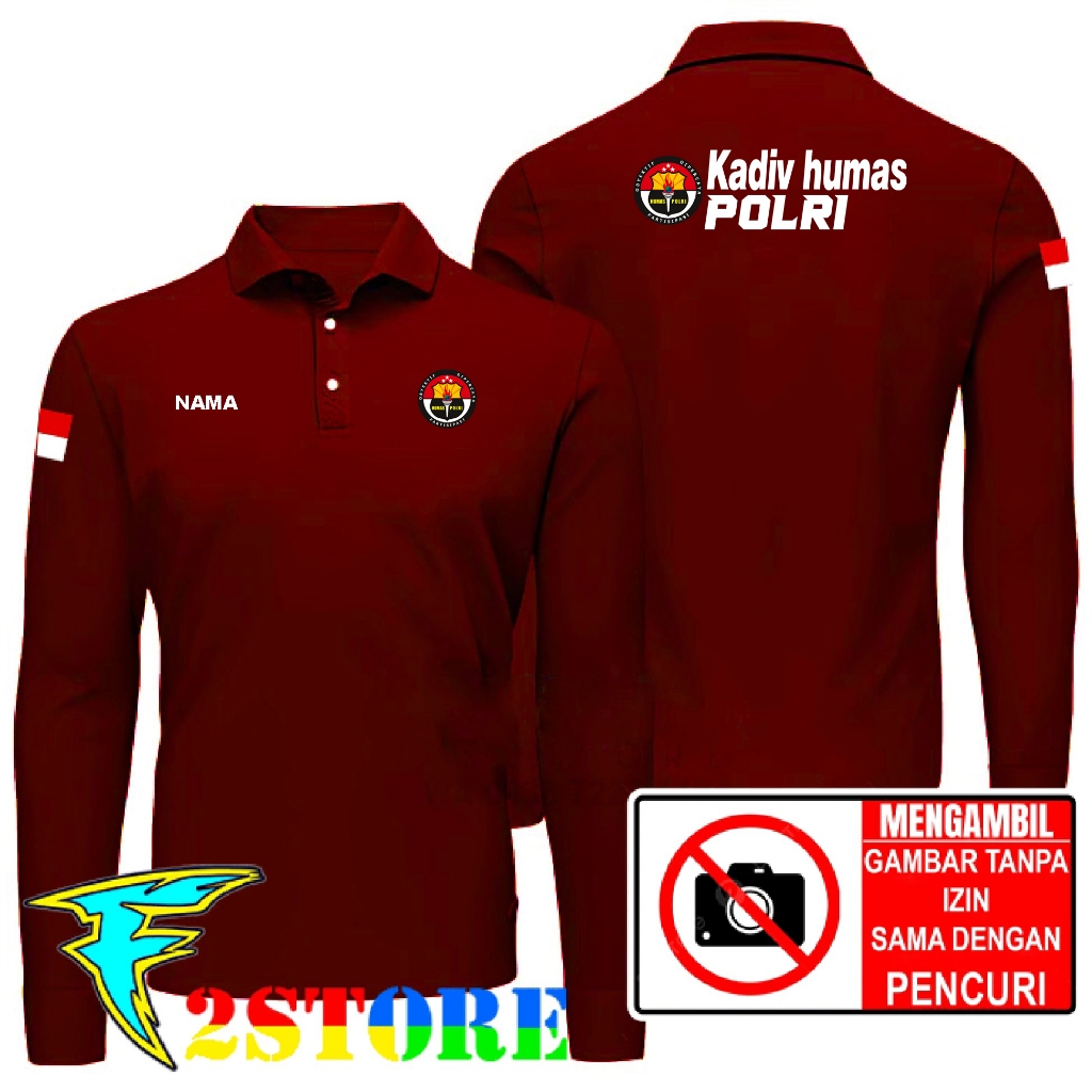เสื้อยืดคอปก รุ่นคอปก KADIV HUMAS POLRI เสื้อยืดคอปก ชื่อฟรี สกรีน DTF F2ASTORE