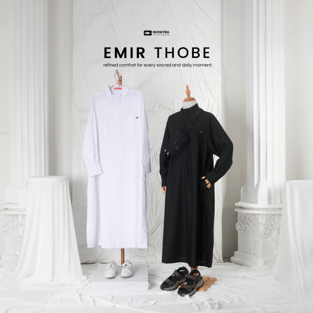 Nusseyba Emir Thobe Tencel วัสดุผู้ชาย Jubbah Mens Gamis Ikhwan Hajj และ Umarh Gamis