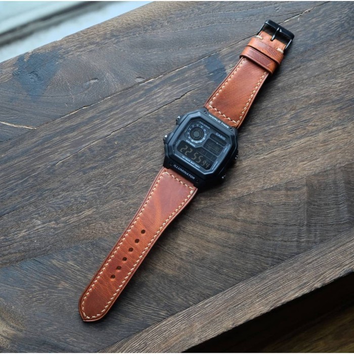 Casio AE 1200 1300 AE-1200 AE-1300 สายหนังแท้ 18 mm สายนาฬิกา